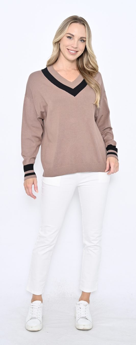Stripe V Neck Jumper