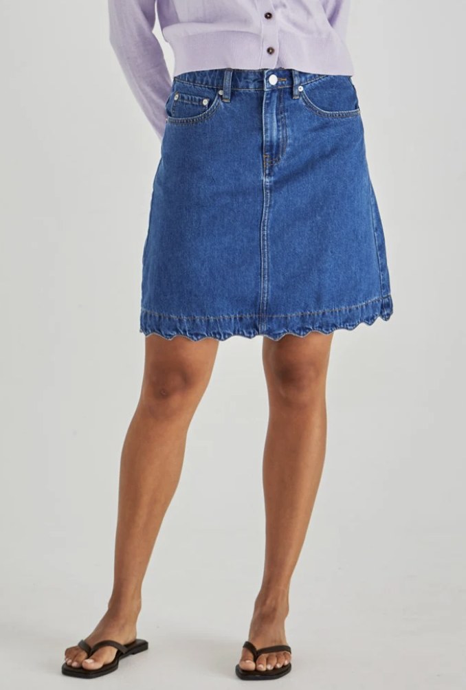Vale Scalloped Denim Skirt