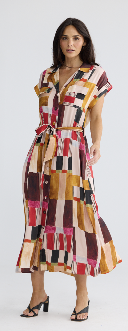 Portia Dress - Painterly Geo