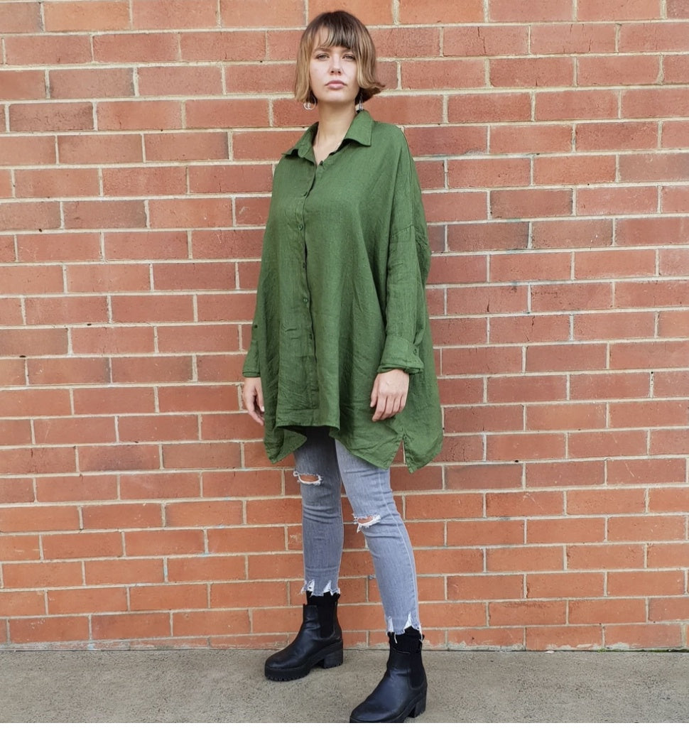 Oversized Boyfriend Linen Shirt