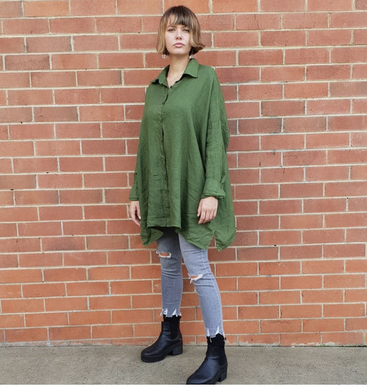 Oversized Boyfriend Linen Shirt