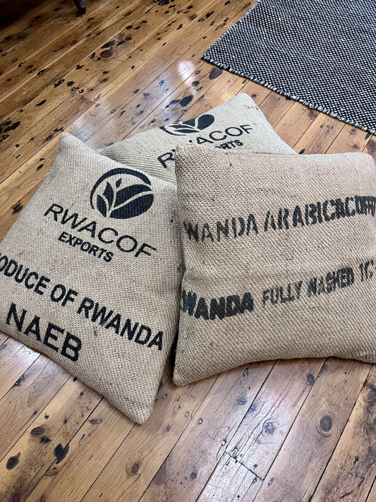 Upcycling Coffee Bean Bag Cushion