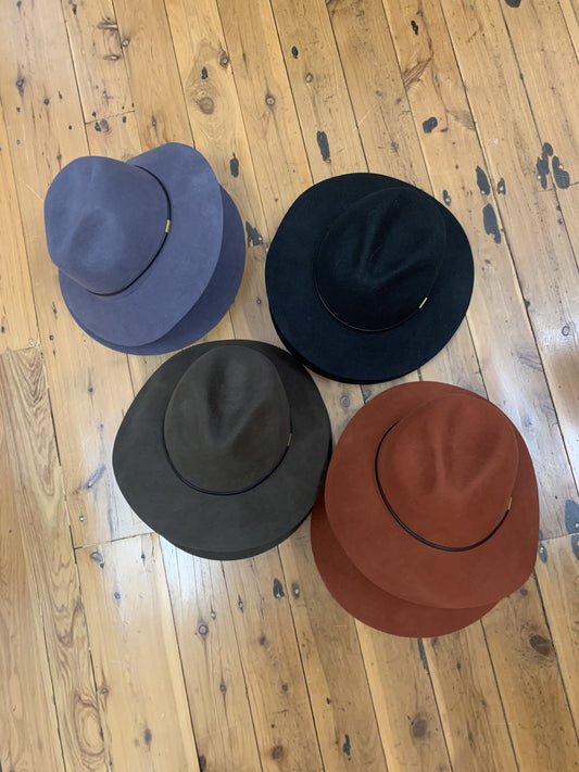 Wool hats with black and gold band