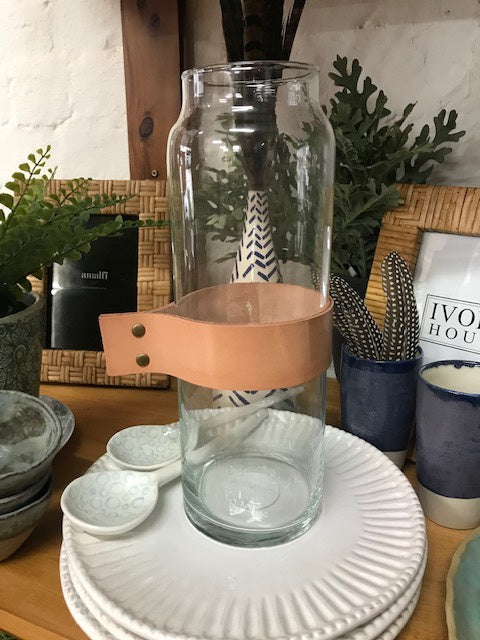 Glass Vase With Leather Band