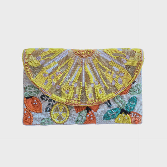Beaded Clutch- Lemon