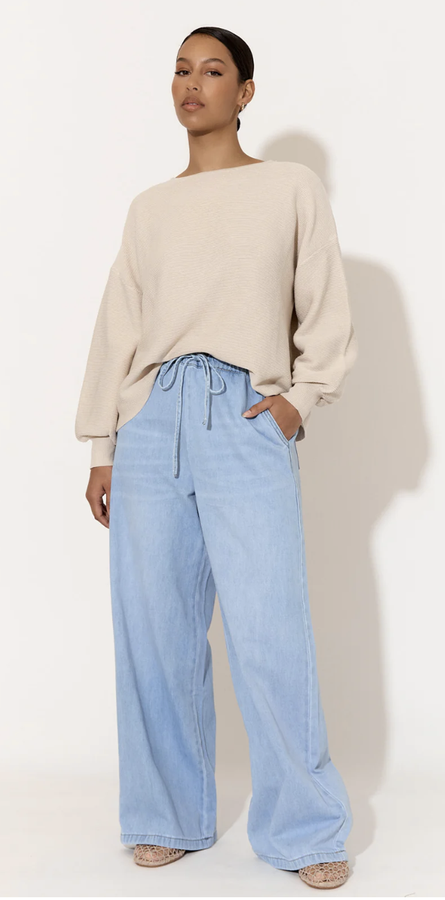 Marina drawstring denim pant