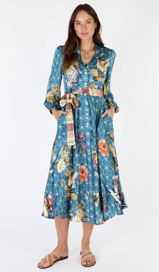 Flamingo maxi dress - Blue