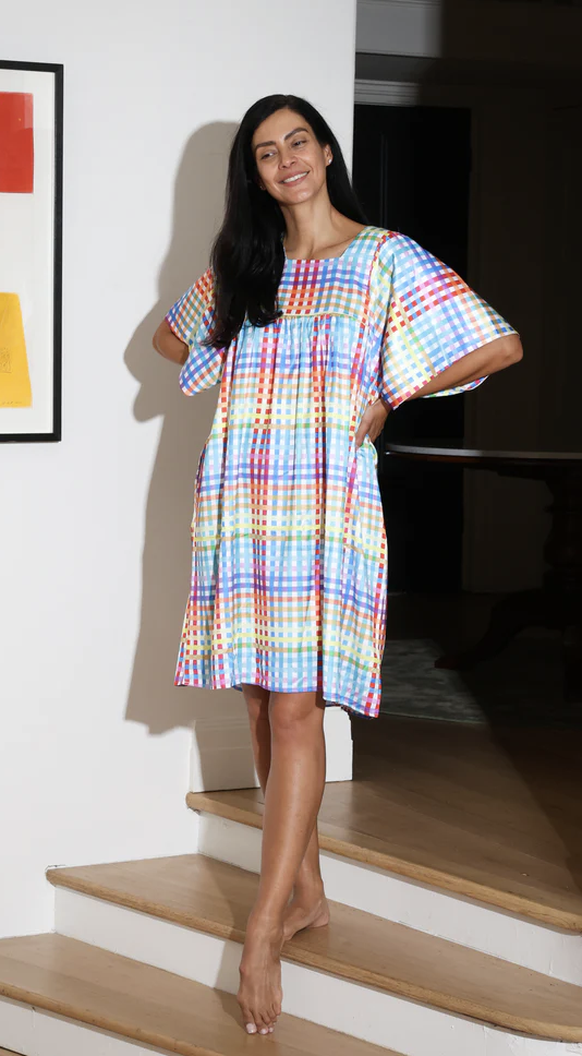 Odette Rainbow check dress