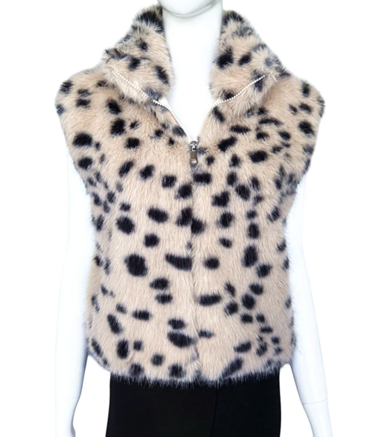White Leopard Faux Fur Vest