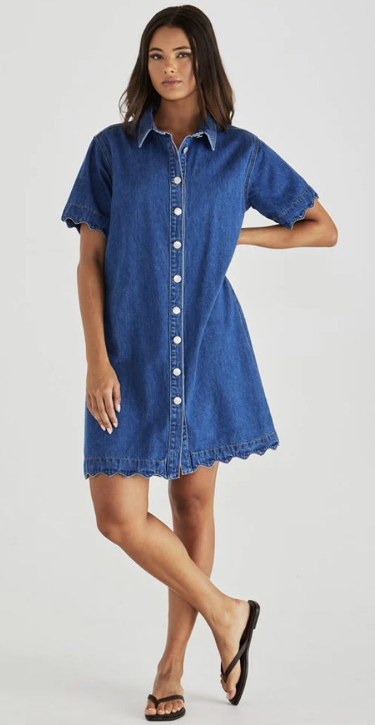 Vale Scalloped Denim Dress