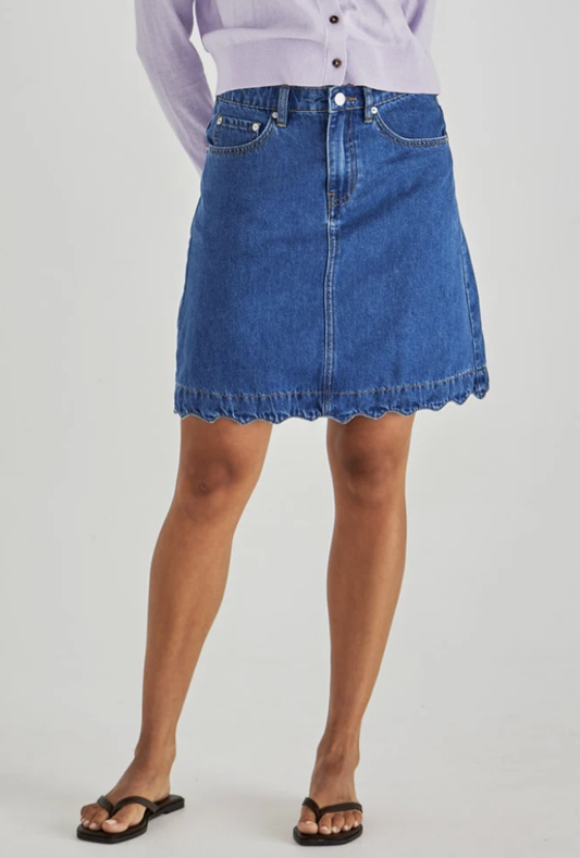 Vale Scalloped Denim Skirt