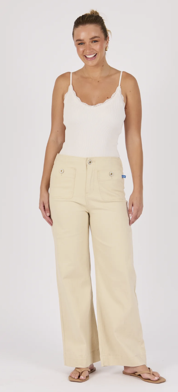 Ecru Straight Leg Jeans