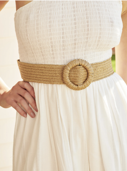 Camine Circle Buckle Straw Belt
