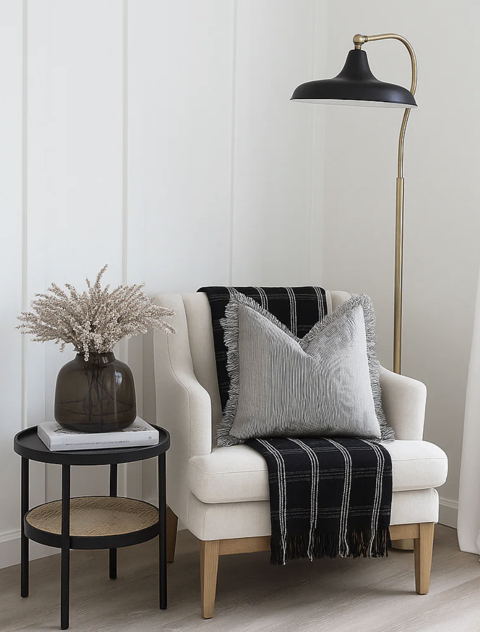 Ruffle Cushion Pinstripe