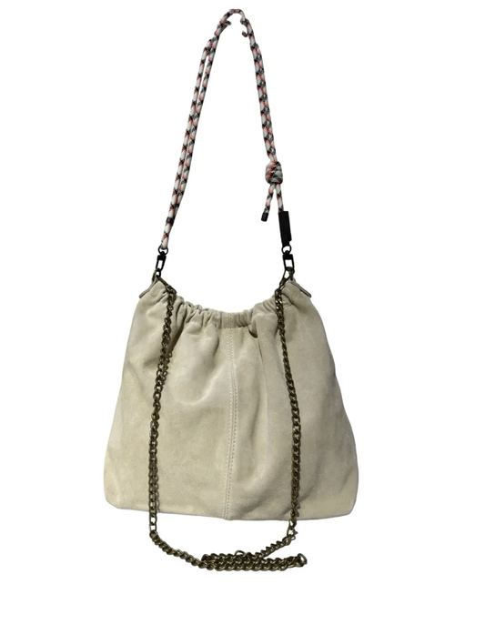 Pleated Suede Leather Shoulder Bag