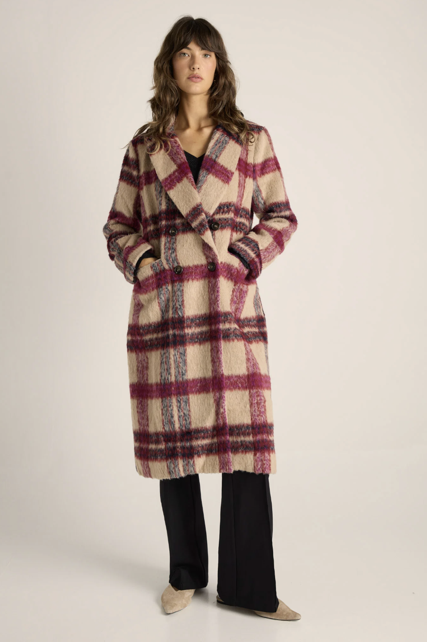 Hollow Check Longline Coat