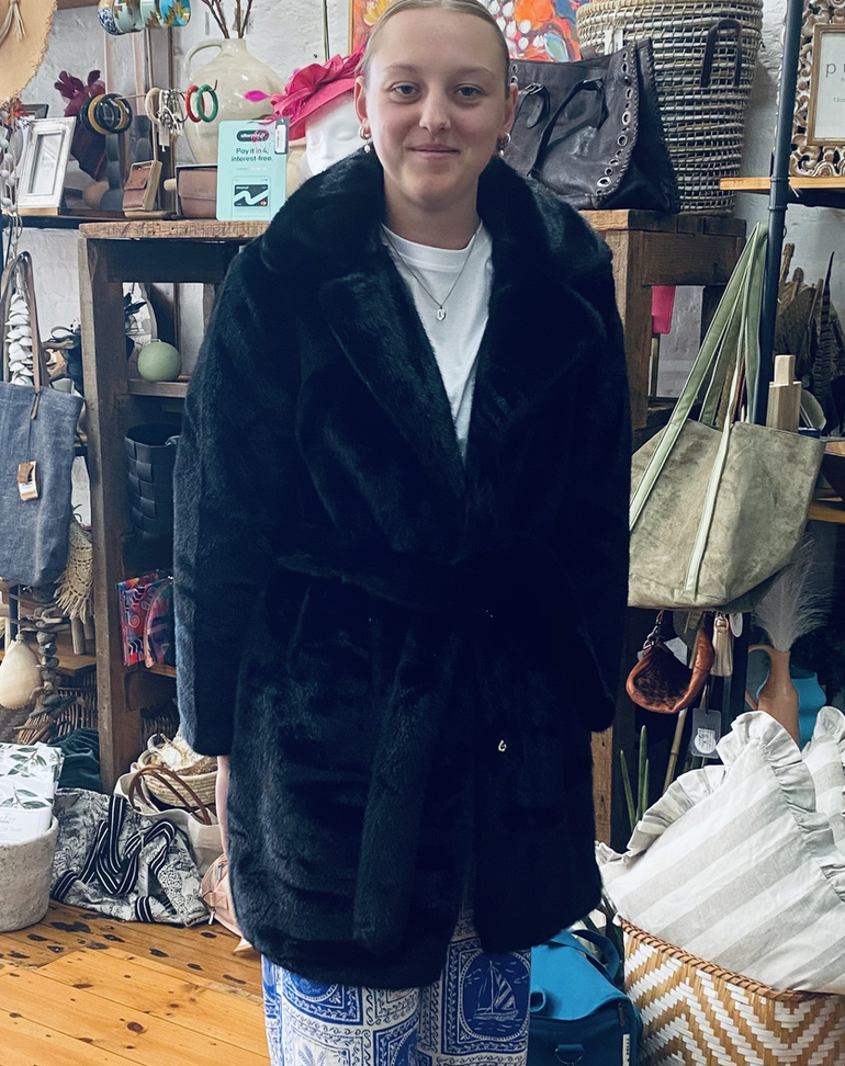 Faux Fur Mid Length Coat