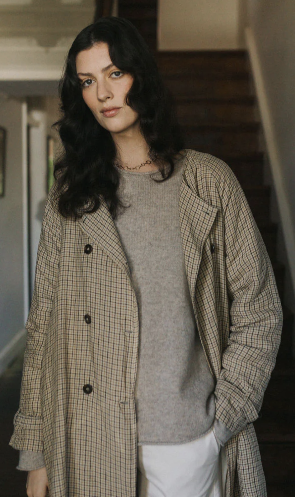 Berg French Linen Collarless Peacoat