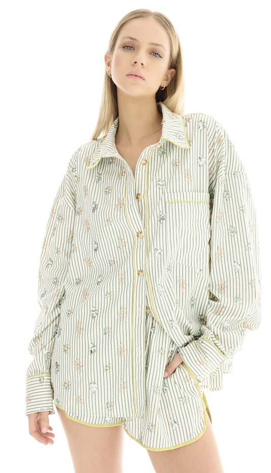 Embellished Stripe Party Shirt