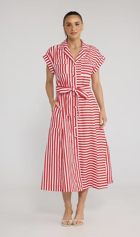 Portia Dress - Cherry Stripe