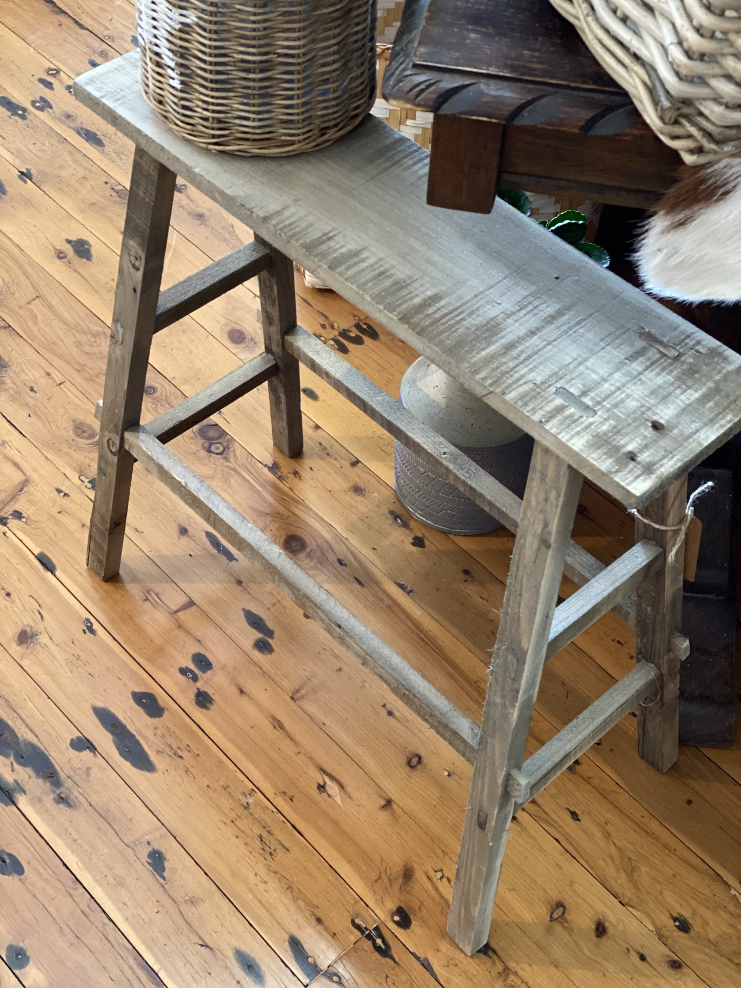 Double level rustic stool