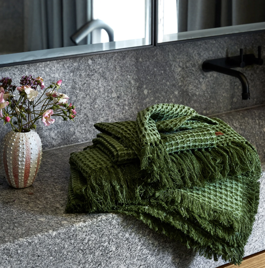 Cactus green waffle bath towel