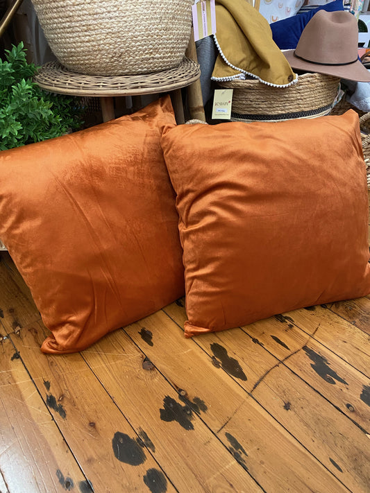Velvet Cushion in rust