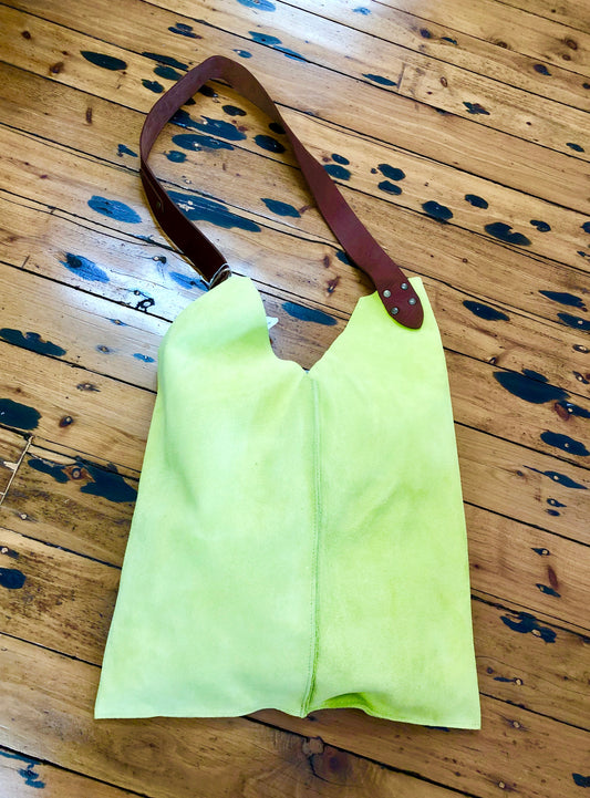 Suede Tote Bag - Lime